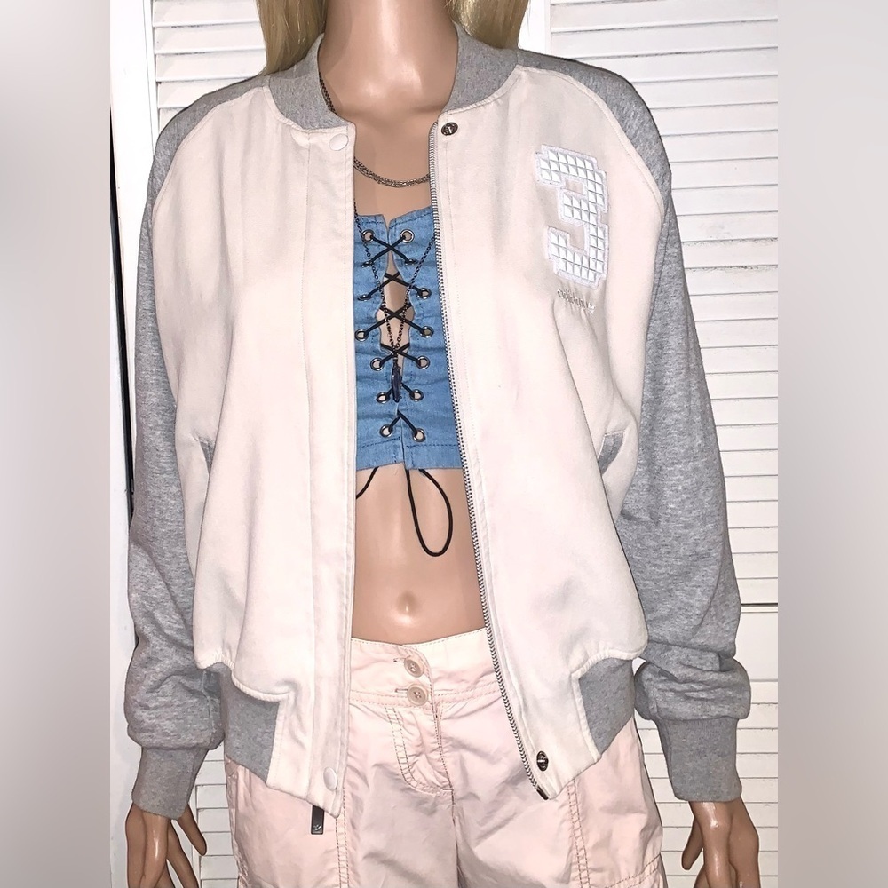 RARE Adidas EF SUPERGIRL FAUX LEATHER Track Varsity Jacket women’s Large